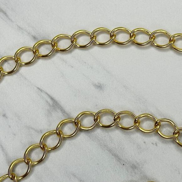 Gold Tone Chain Link Belt Tassel Charm Y2K Festival One Size (OS) ✨ - Picture 4 of 11